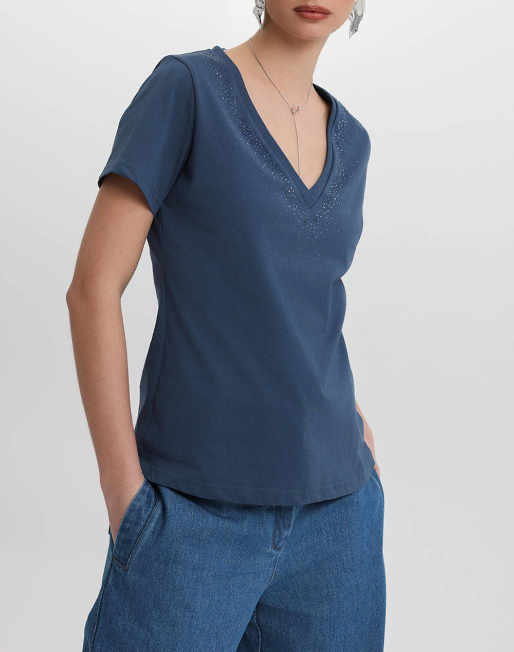 Bill Cost Shirt Women Clothes Tops T Shirts Indigo Cotton 10 120673 0 Ιντιγκο Female T-Shirts