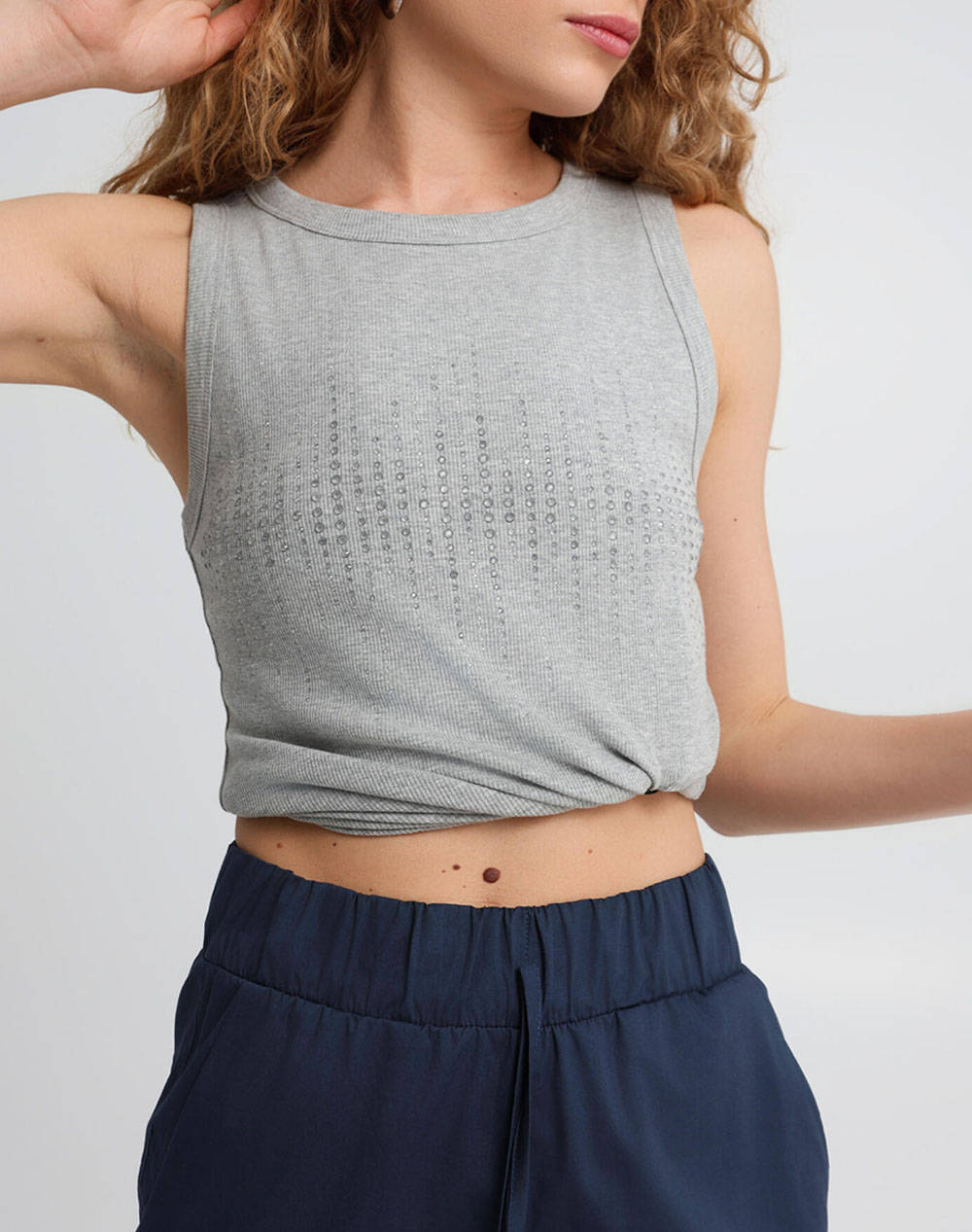 Bill Cost Greek Tailored T Shirt 95% Cotton 5% Elastane Women Clothes Tops T Shirts Gray Cotton,Elastic 10 220016 0 Γκρι Female T-Shirts