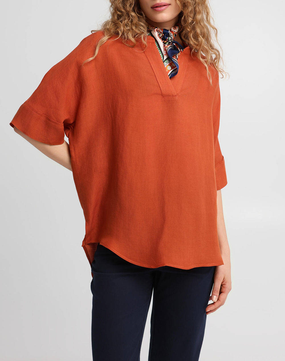 Bill Cost Greek Tailored Shirt Women Clothes Tops T Shirts Firebrick Linen,Synthetic 10 280490 0 Εκαι Female T-Shirts
