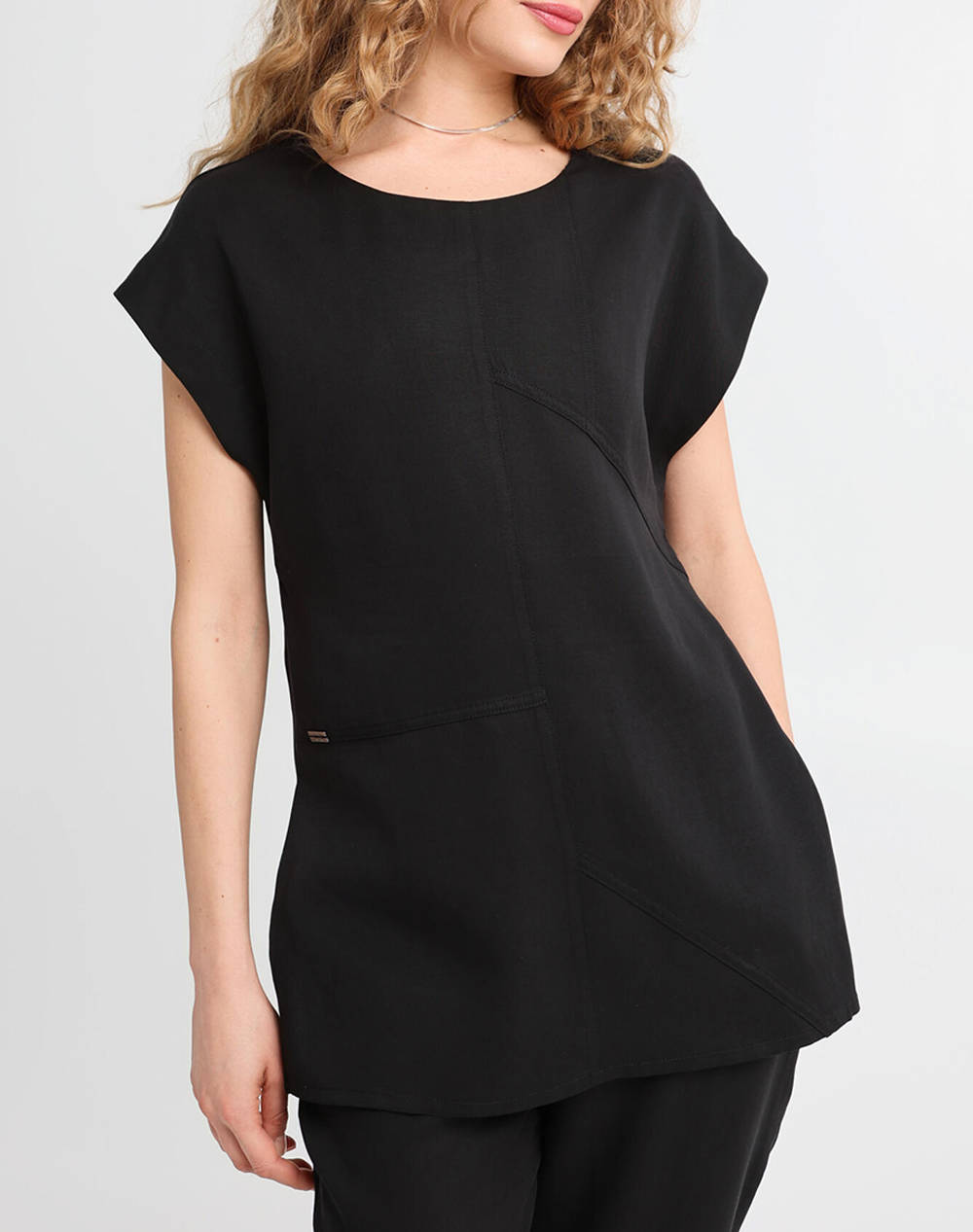 Bill Cost T Shirt Women Clothes Tops Tops/Bodies Black Linen,Synthetic 10 250046 0 Μαύρο Female Tops/Bodies Black