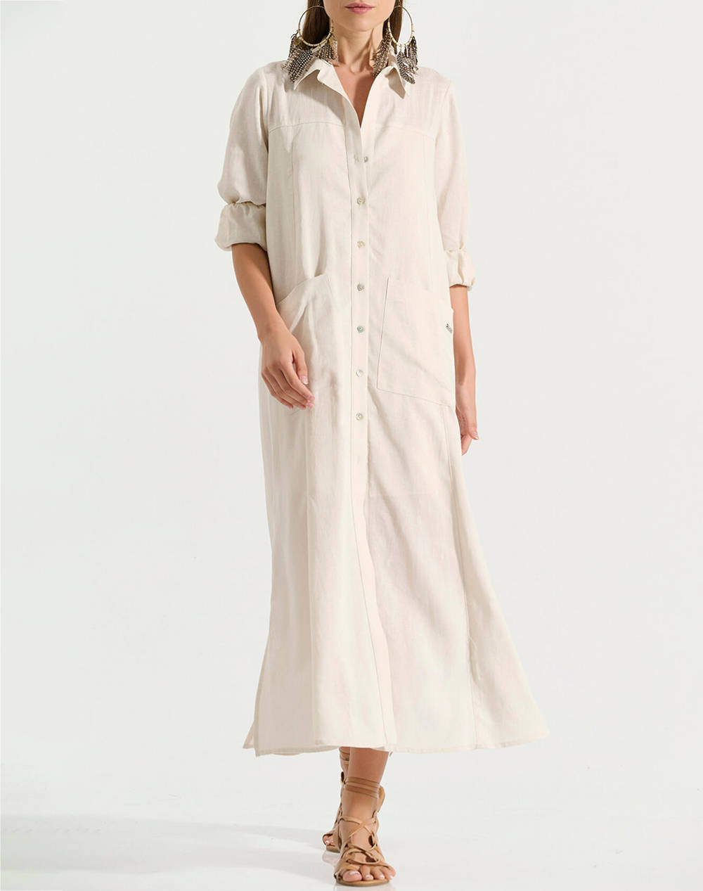 Bill Cost Dress Women Clothes Dresses Biege Linen,Synthetic 10 280520 0 Μπεζ Female Dresses Biege