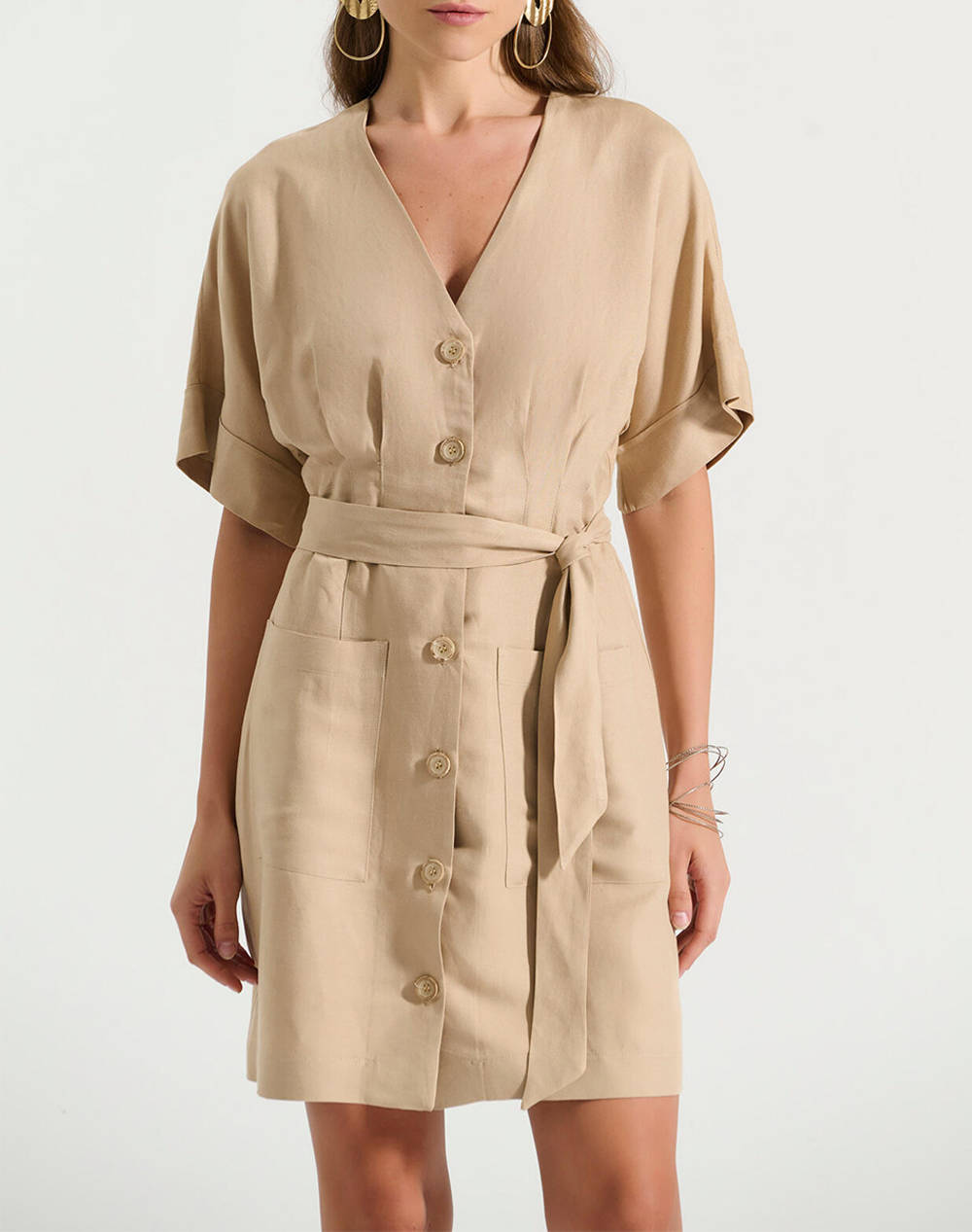 Bill Cost Dress Women Clothes Dresses Biege Viscose,Linen 10 280526 0 Μπεζ Female Dresses Biege