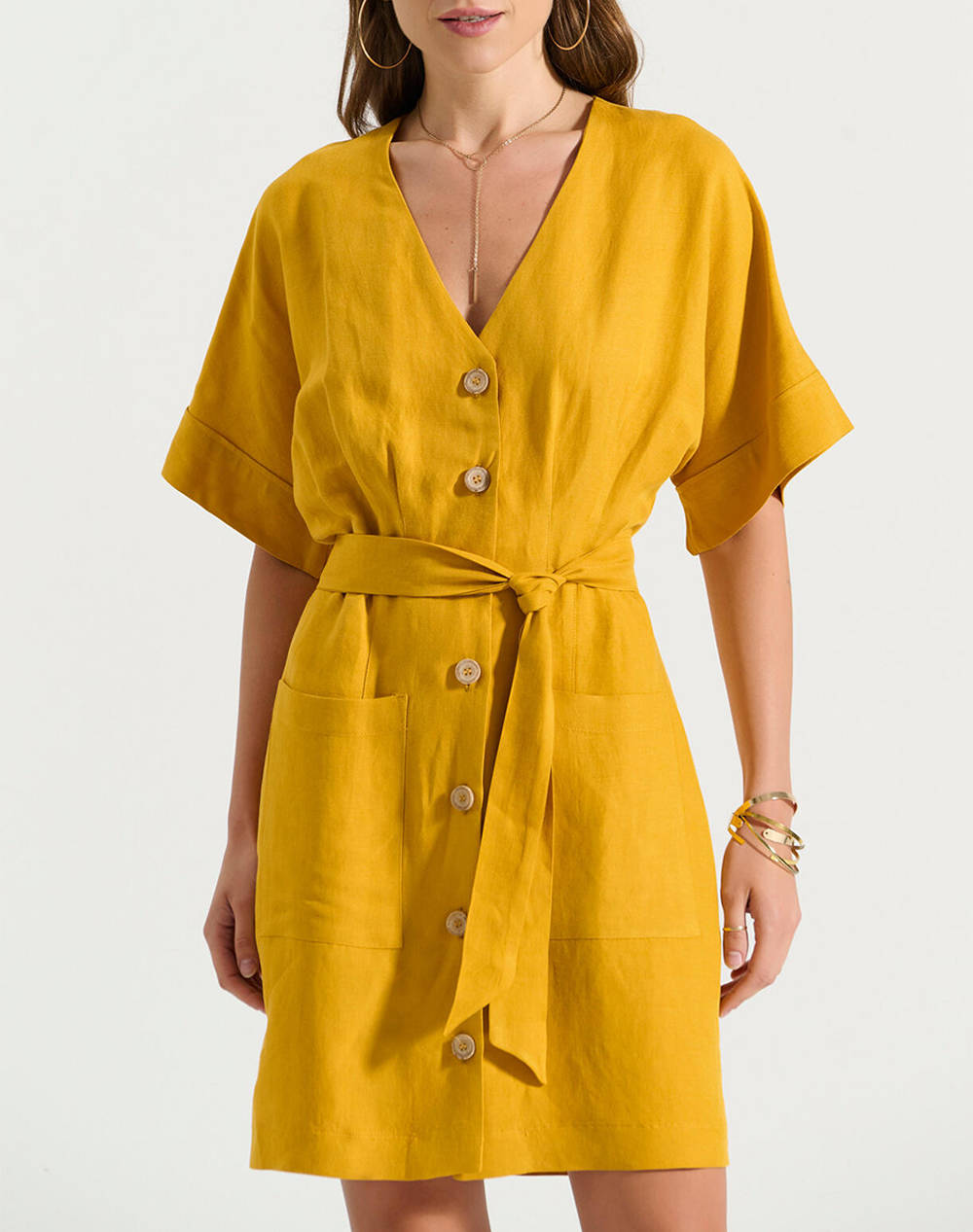 Bill Cost Dress Women Clothes Dresses Yellow Viscose,Linen 10 280526 0 Ωχρα Female Dresses