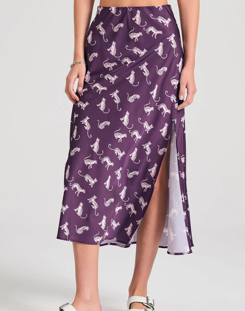 Funky Buddha Women''S Midi Skirt Women Clothes Skirts Purple Elastic,Synthetic Fbl011 117 14 Plum Female Skirts