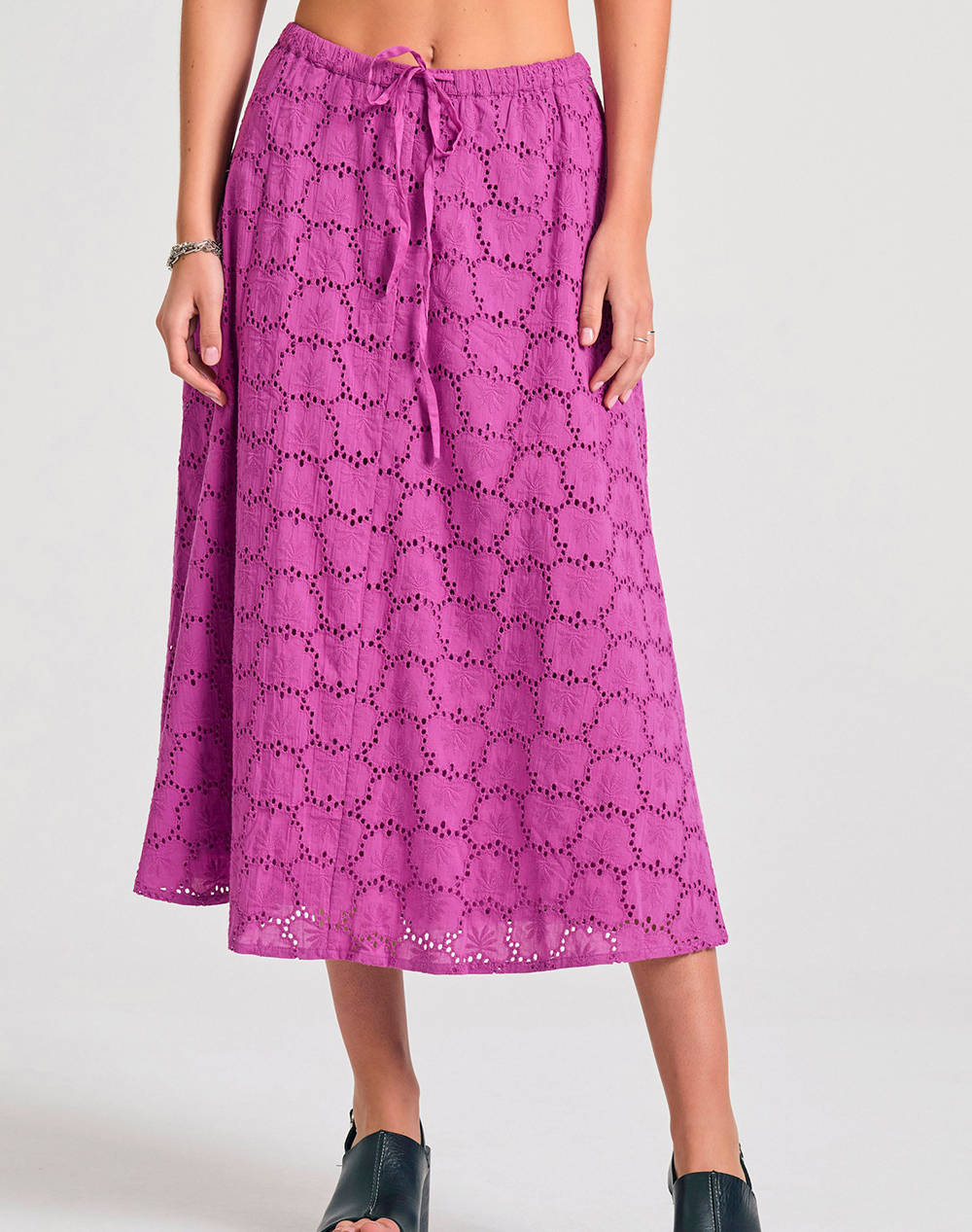 Funky Buddha Women''S Midi Skirt Women Clothes Skirts Orchid Cotton Fbl011 119 14 Orchid Female Skirts