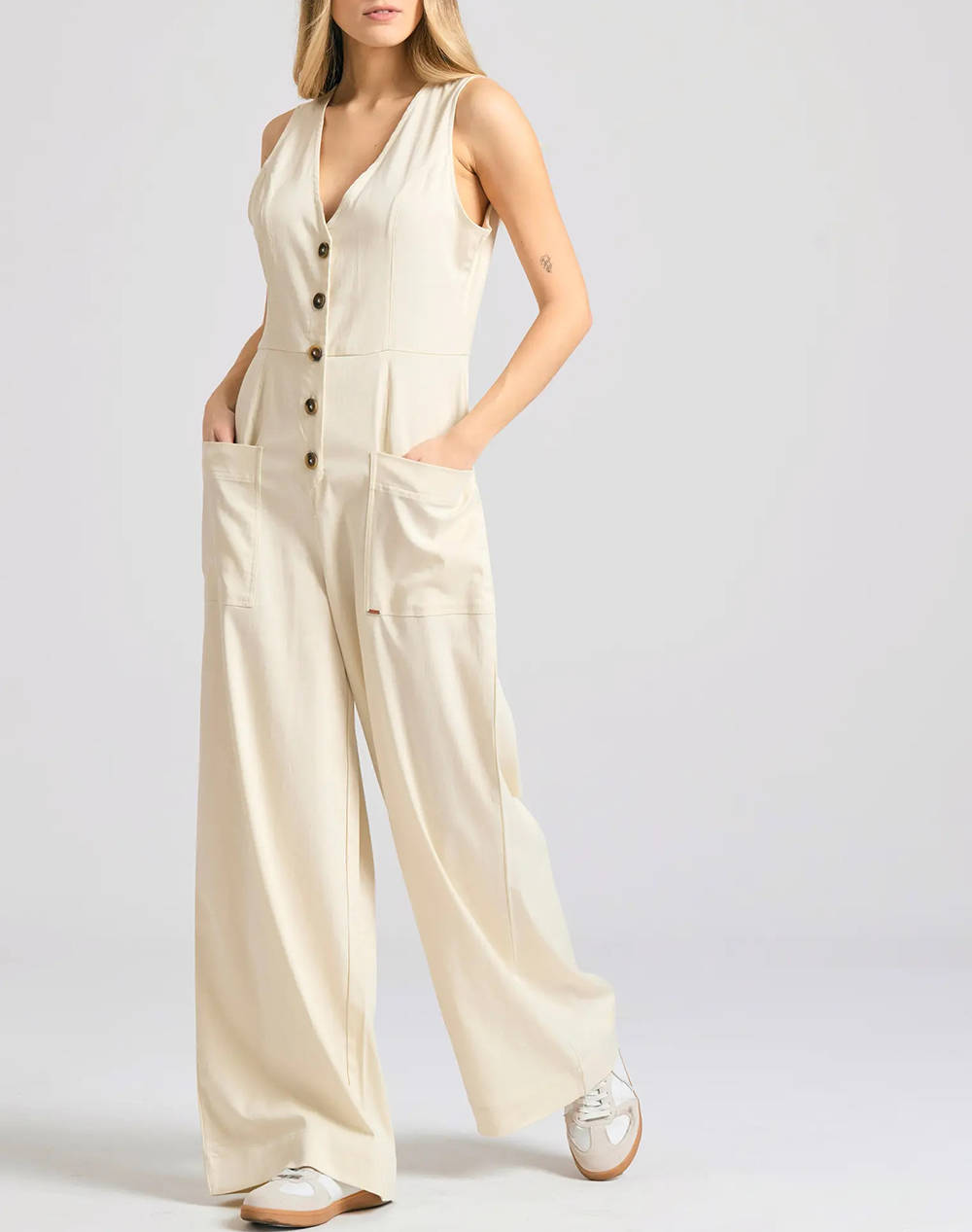 Funky Buddha Women''S Jumpsuit/Shorts Women Clothes Bodysuits Offwhite Synthetic Fbl011 112 12 Off White Female Bodysuits
