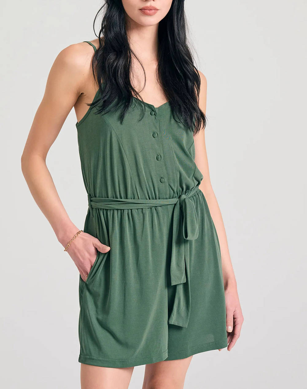Funky Buddha Women''S Jumpsuit/Shorts Women Clothes Bodysuits Green Synthetic Fbl011 106 12 Forest Green Female Bodysuits Green