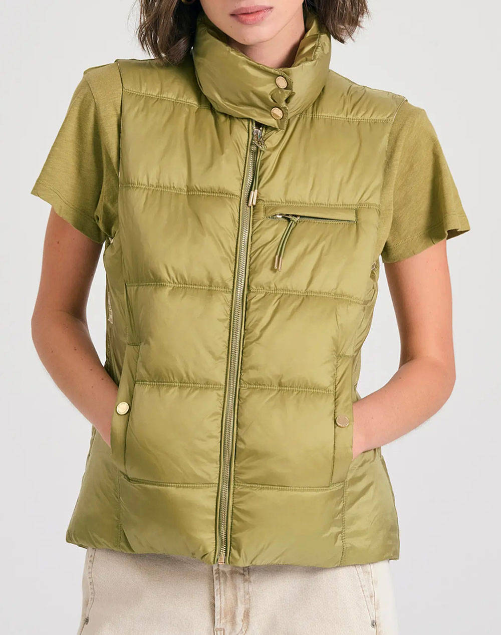 Funky Buddha Women''S Vest Women Clothes Outerwear Outerwear Vest Jackets Olive Synthetic Fbl011 100 01 Herbal Green Female Vest Jackets