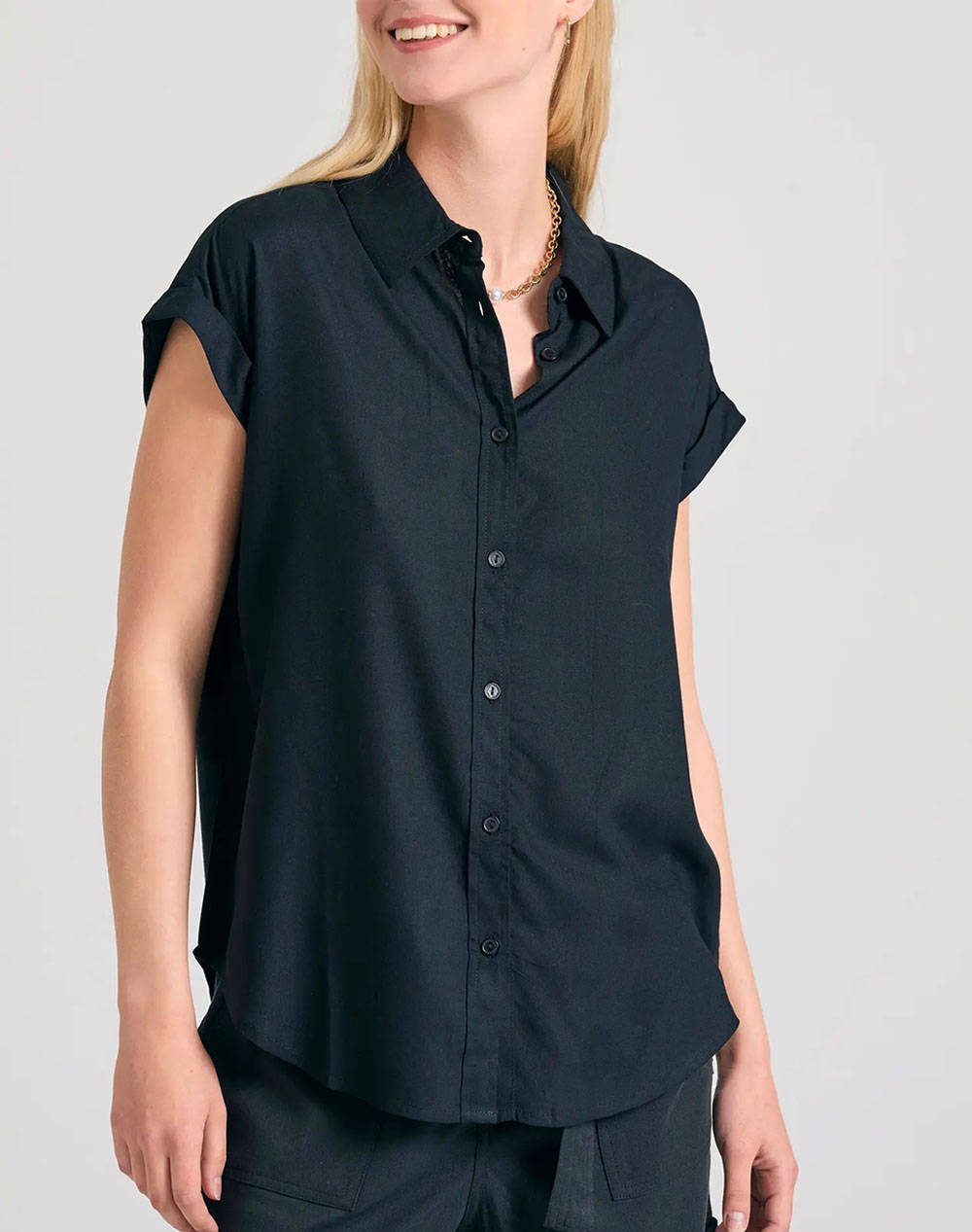 Funky Buddha Women''S Casual Shirt Women Clothes Shirts Black Viscose Fbl011 100 05 Black Female Shirts Black