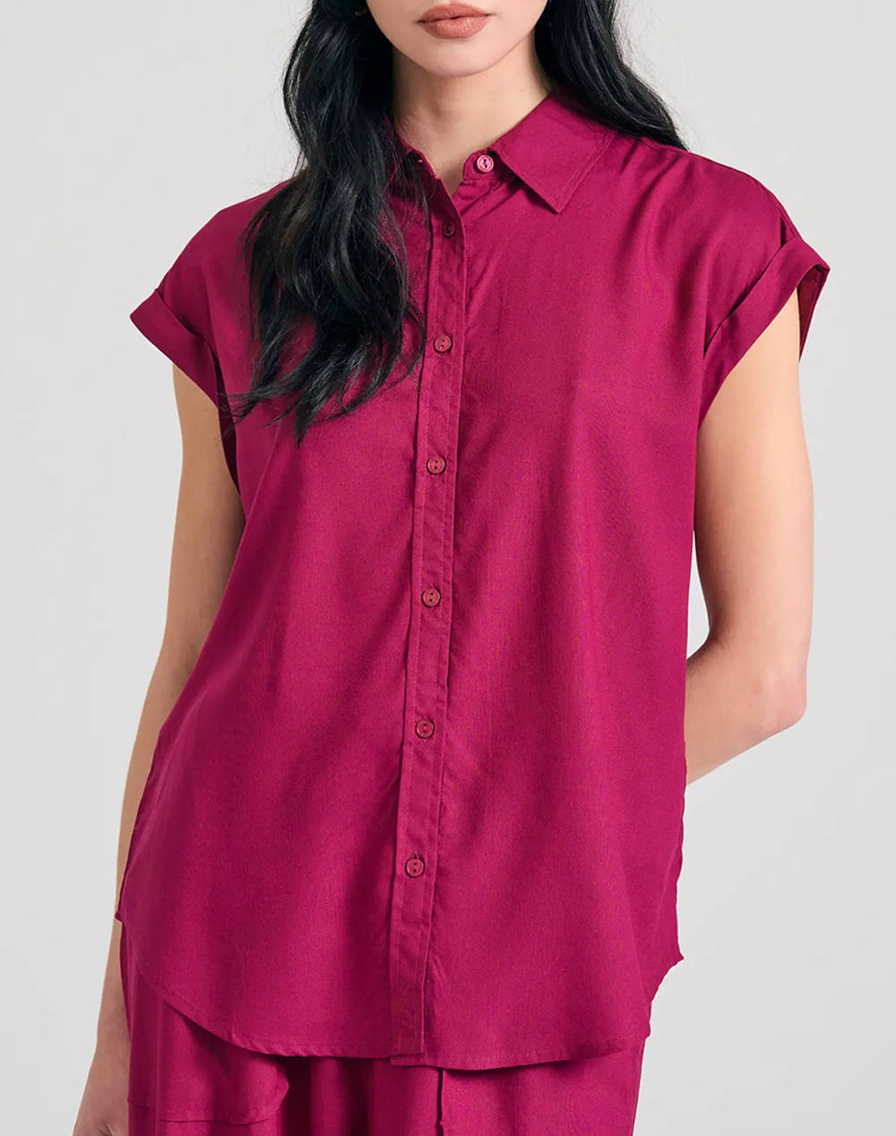 Funky Buddha Women''S Casual Shirt Women Clothes Shirts Fuchsia Viscose Fbl011 100 05 Sangria Female Shirts