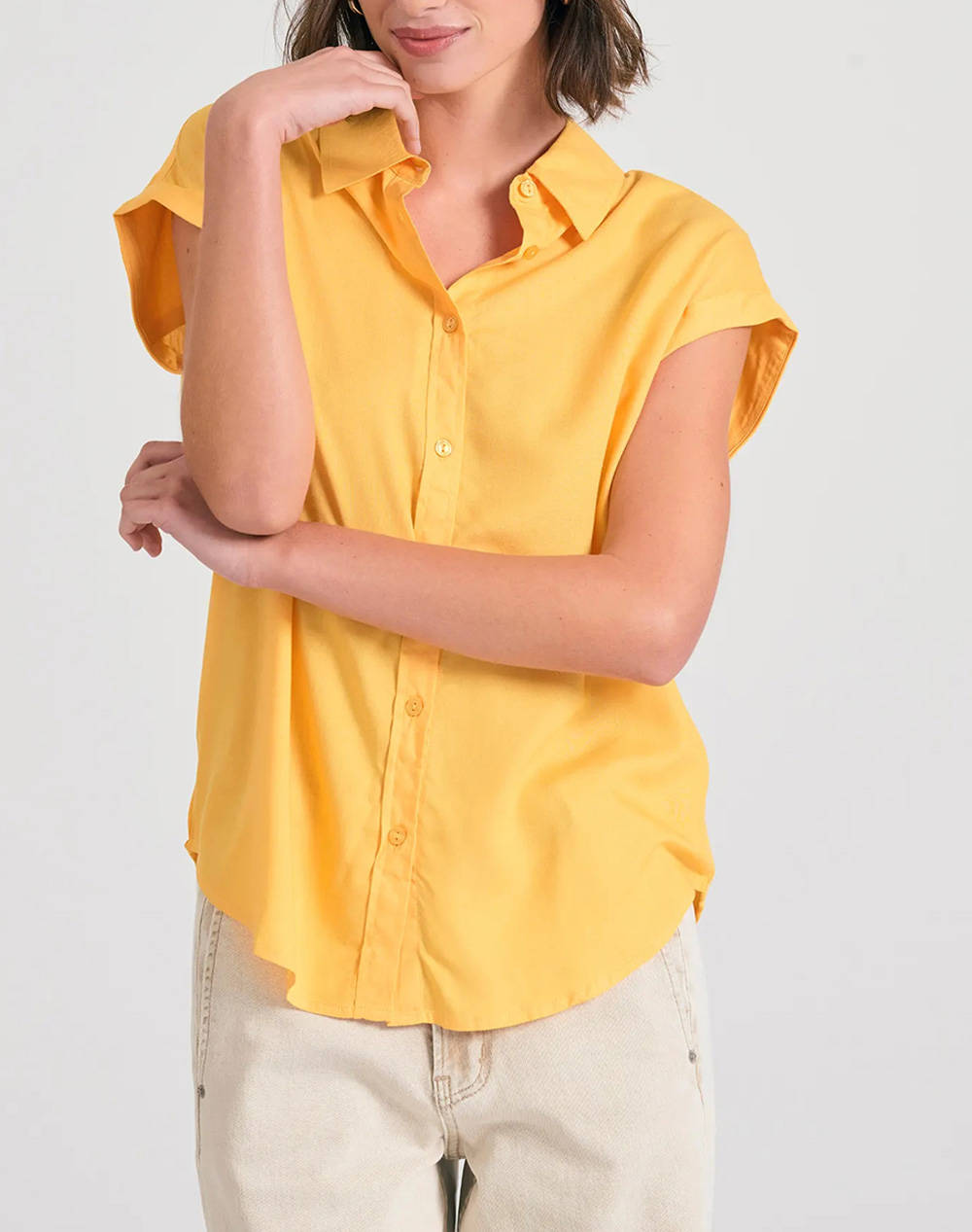 Funky Buddha Women''S Casual Shirt Women Clothes Shirts Lightorange Viscose Fbl011 100 05 Ray Flower Female Shirts