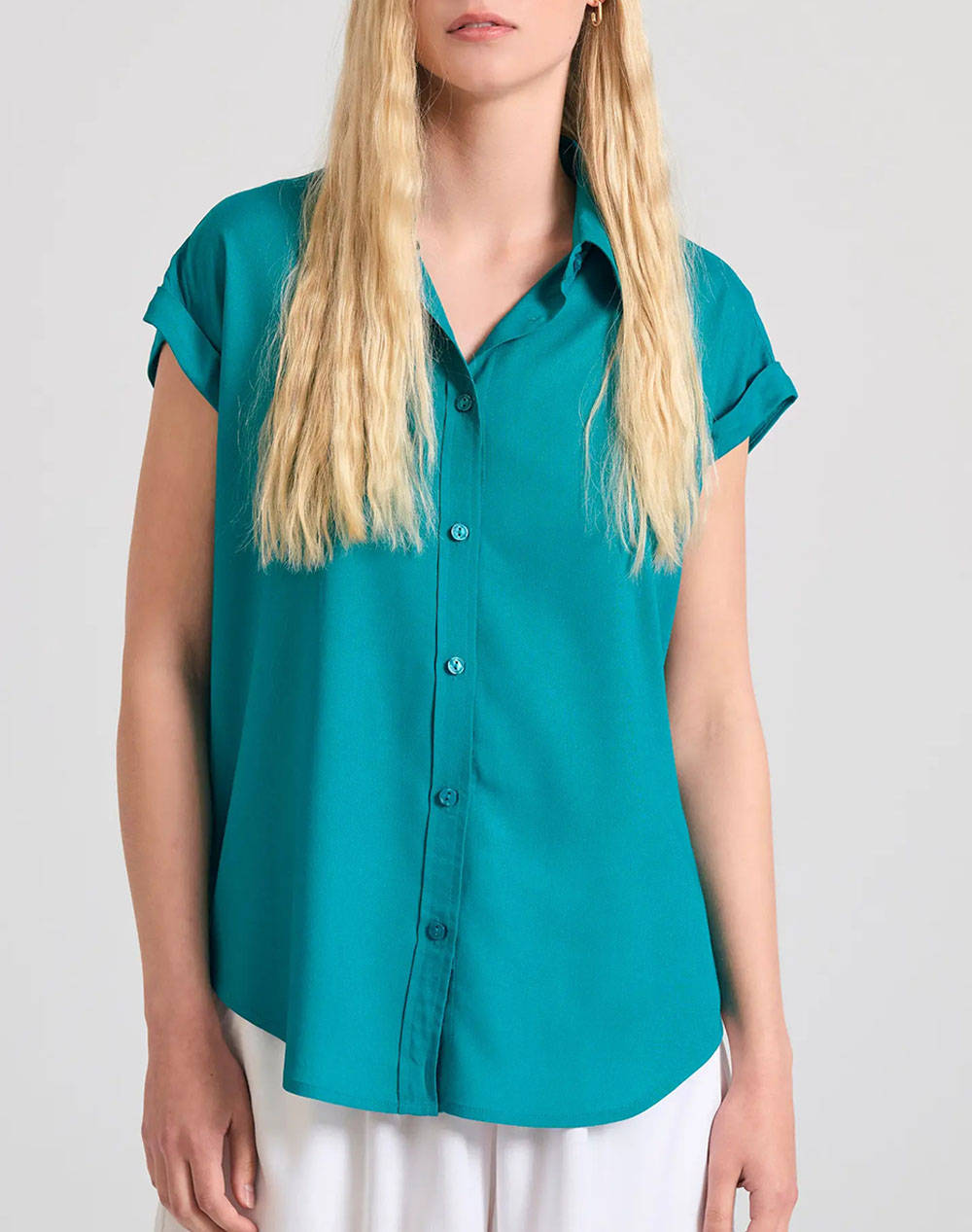 Funky Buddha Women''S Casual Shirt Women Clothes Shirts Turquoise Viscose Fbl011 100 05 Peacock Female Shirts