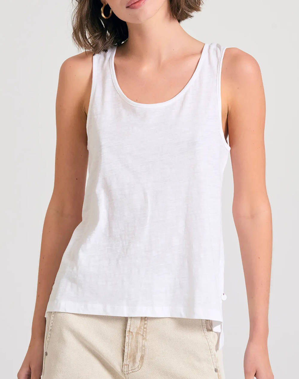 Funky Buddha Women''S Basic Sleeveless Blouse Women Clothes Tops Tops/Bodies White Cotton Fbl011 105 04 White Female Tops/Bodies
