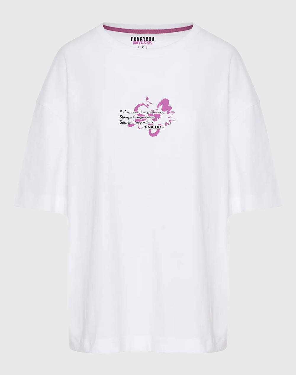 Funky Buddha Women''S Short Sleeve T Shirt With Print Women Clothes Tops T Shirts White Cotton Fbl011 135 04 White Female T-Shirts