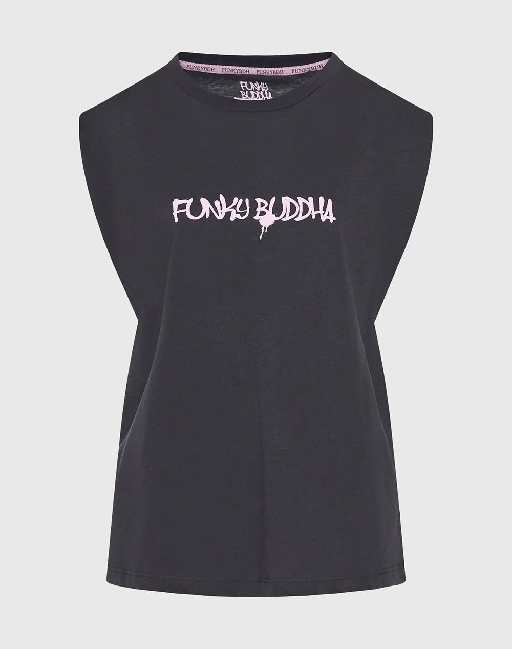 Funky Buddha Women''S Short Sleeve T Shirt With Print Women Clothes Tops T Shirts Darkslategrey Cotton Fbl011 149 04 Anthracite Female T-Shirts