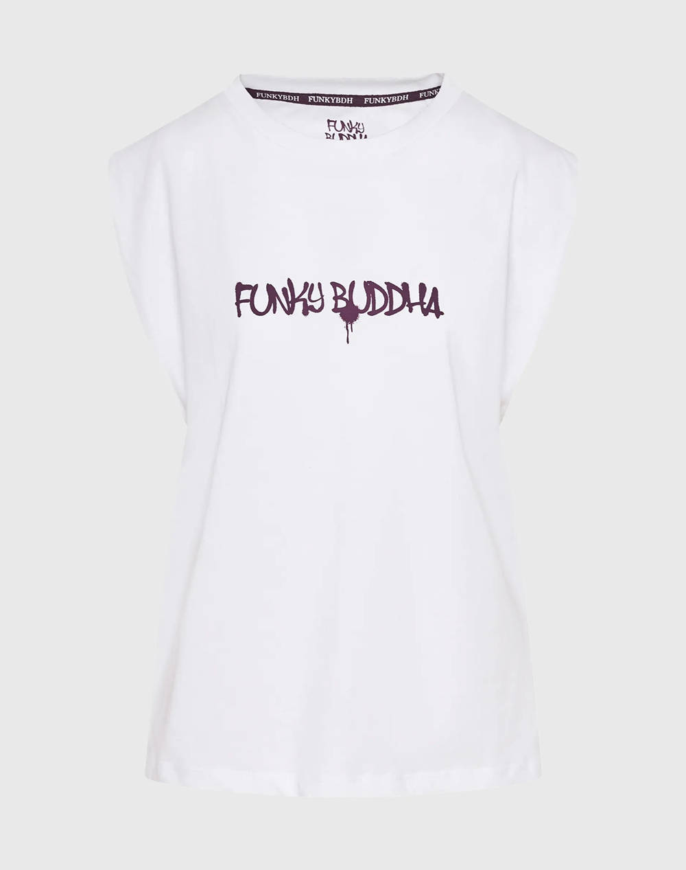 Funky Buddha Women''S Short Sleeve T Shirt With Print Women Clothes Tops T Shirts White Cotton Fbl011 149 04 White Female T-Shirts