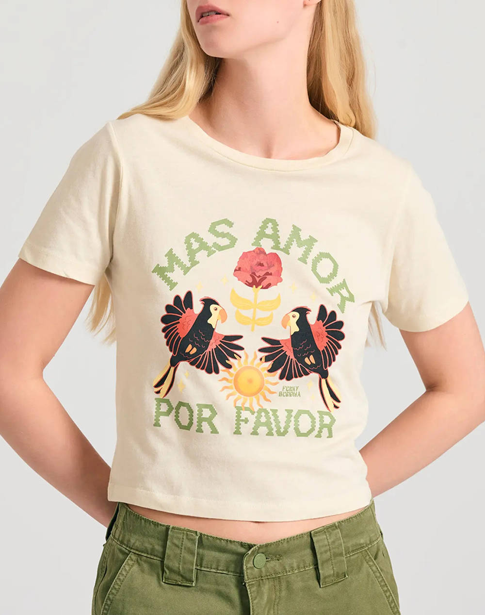 Funky Buddha Women''S Short Sleeve T Shirt With Print Women Clothes Tops T Shirts Ecru Cotton Fbl011 175 04 Chalk Female T-Shirts