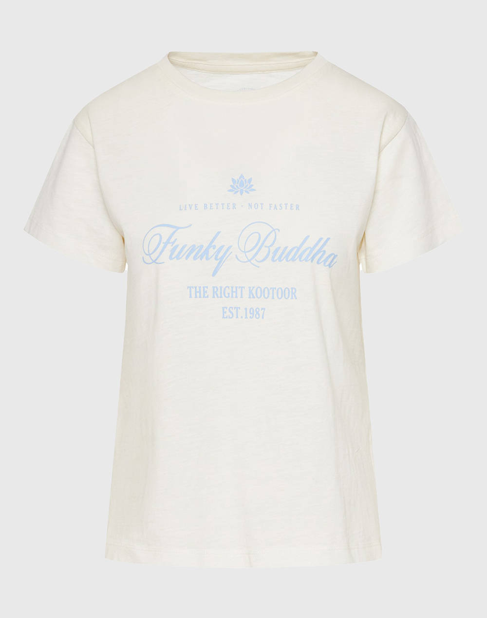 Funky Buddha Women''S Short Sleeve T Shirt With Print Women Clothes Tops T Shirts Offwhite Cotton Fbl011 177 04 Off White Female T-Shirts