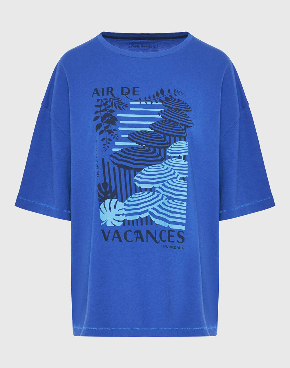 Funky Buddha Women''S Short Sleeve T Shirt With Print Women Clothes Tops T Shirts Blue Cotton Fbl011 160 04 Electric Indigo Female T-Shirts Blue