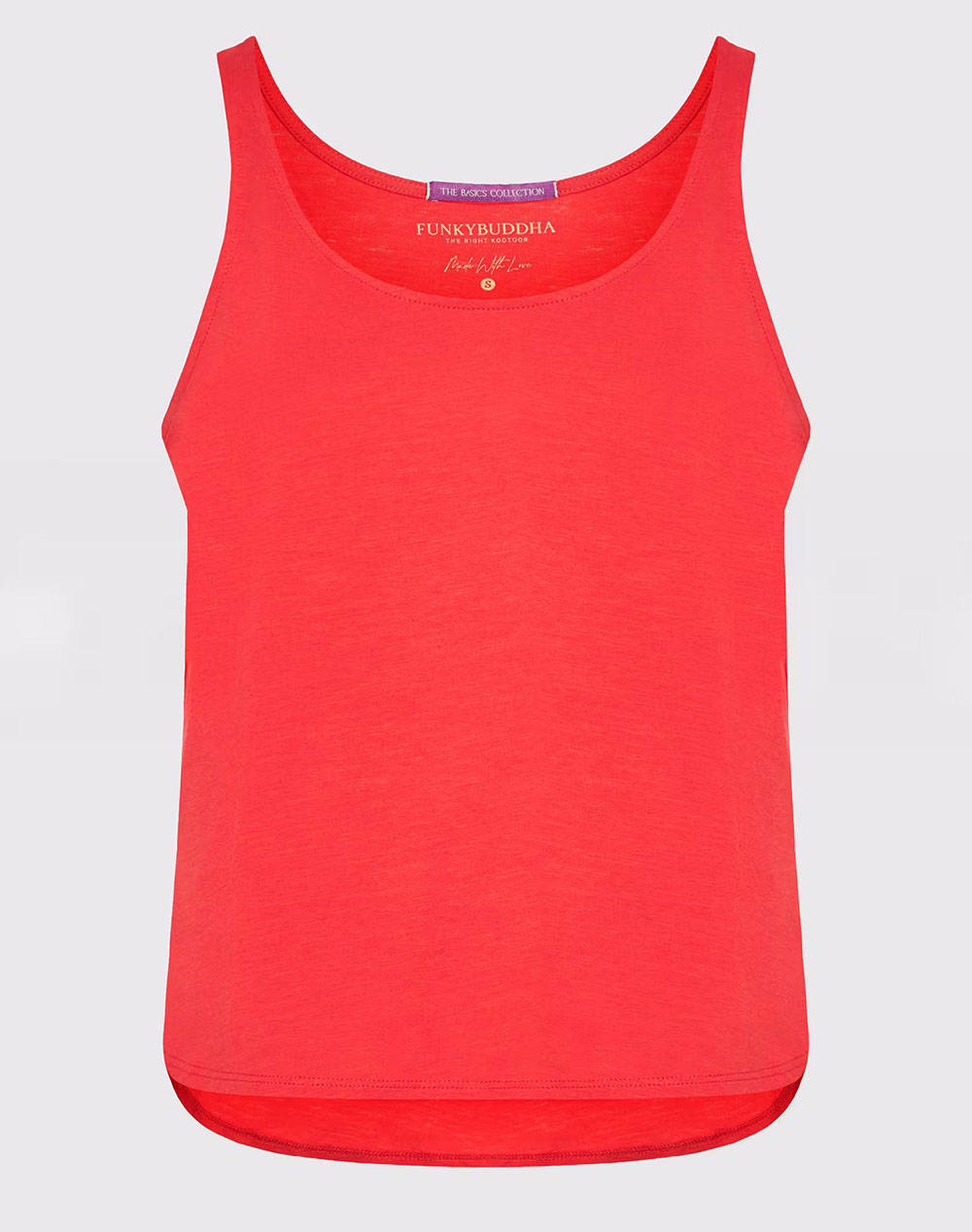 Funky Buddha Women''S Sleeveless Top Women Clothes Tops Tops/Bodies Orangered Cotton Fbl011 103 04 Tomato Female Tops/Bodies