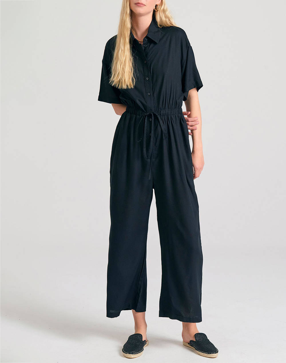 Funky Buddha Women''S Jumpsuit/Shorts Women Clothes Bodysuits Black Viscose Fbl011 100 12 Black Female Bodysuits Black