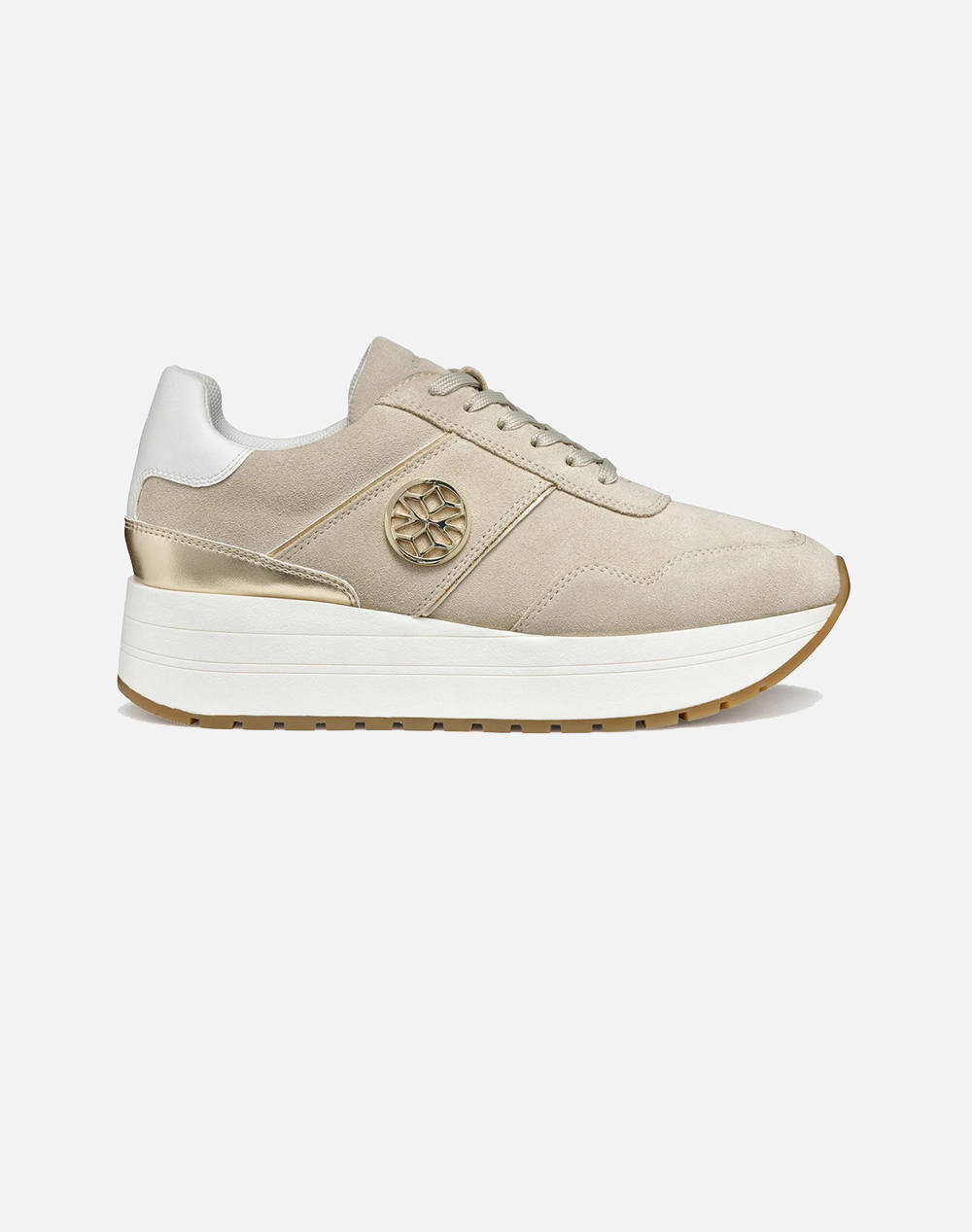 Geox D New Kency A Suede+Met.Synt Women Footwear Sneakers Biege Imitation Leather,Leather,Fabric D55Mza022Bnch62L Ch62L Female Sneakers Biege