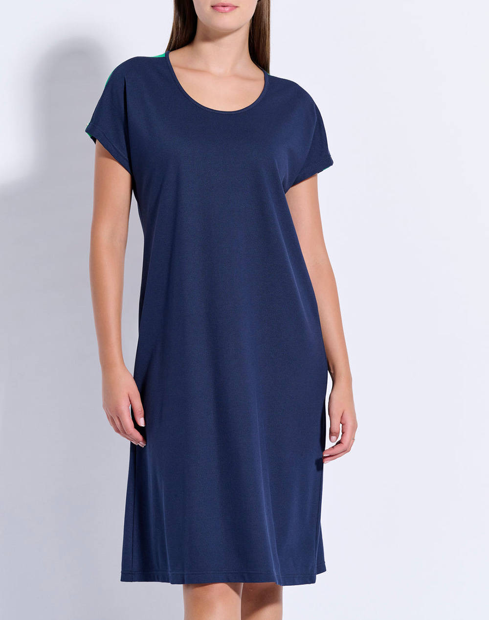 Jeannette Zapone Pique Dress Women Clothes Dresses Darkblue Cotton J8054 Μπλε Female Dresses Blue