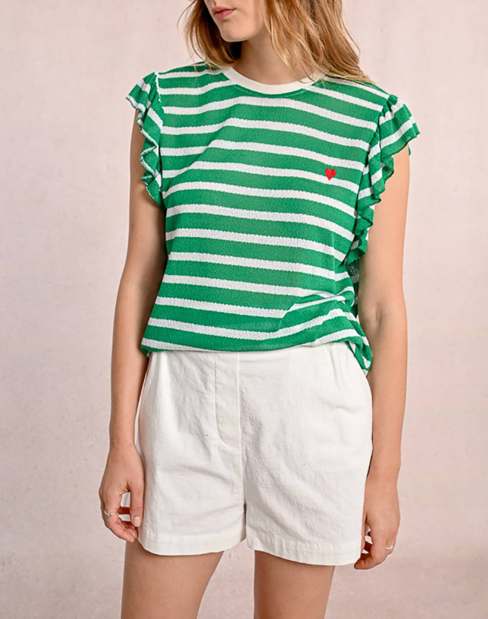 Molly Bracken Ladies Knitted Tee Women Clothes Tops T Shirts Green Viscose,Synthetic La1740De Green Female T-Shirts Green