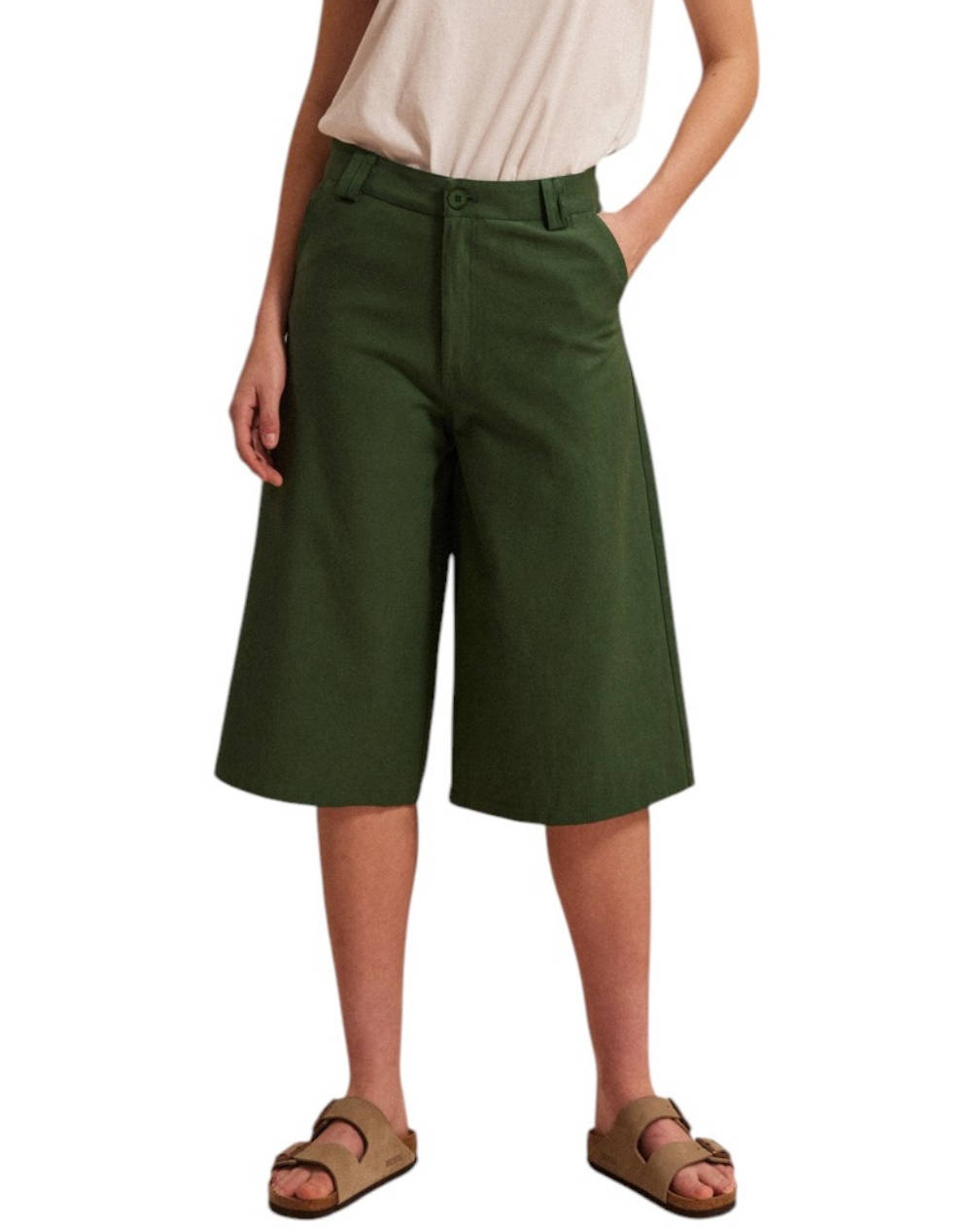 Namaste Bermuda Women Clothes Shorts/Bermudas Bermudas Green Cotton,Synthetic Ss0125013 Green Female Bermudas Green