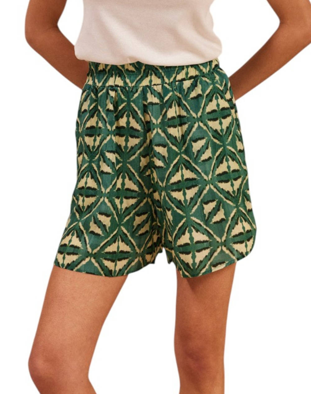 Namaste Shorts Women Clothes Shorts/Bermudas Shorts Green Viscose Ss0225005 Green Female Shorts Green