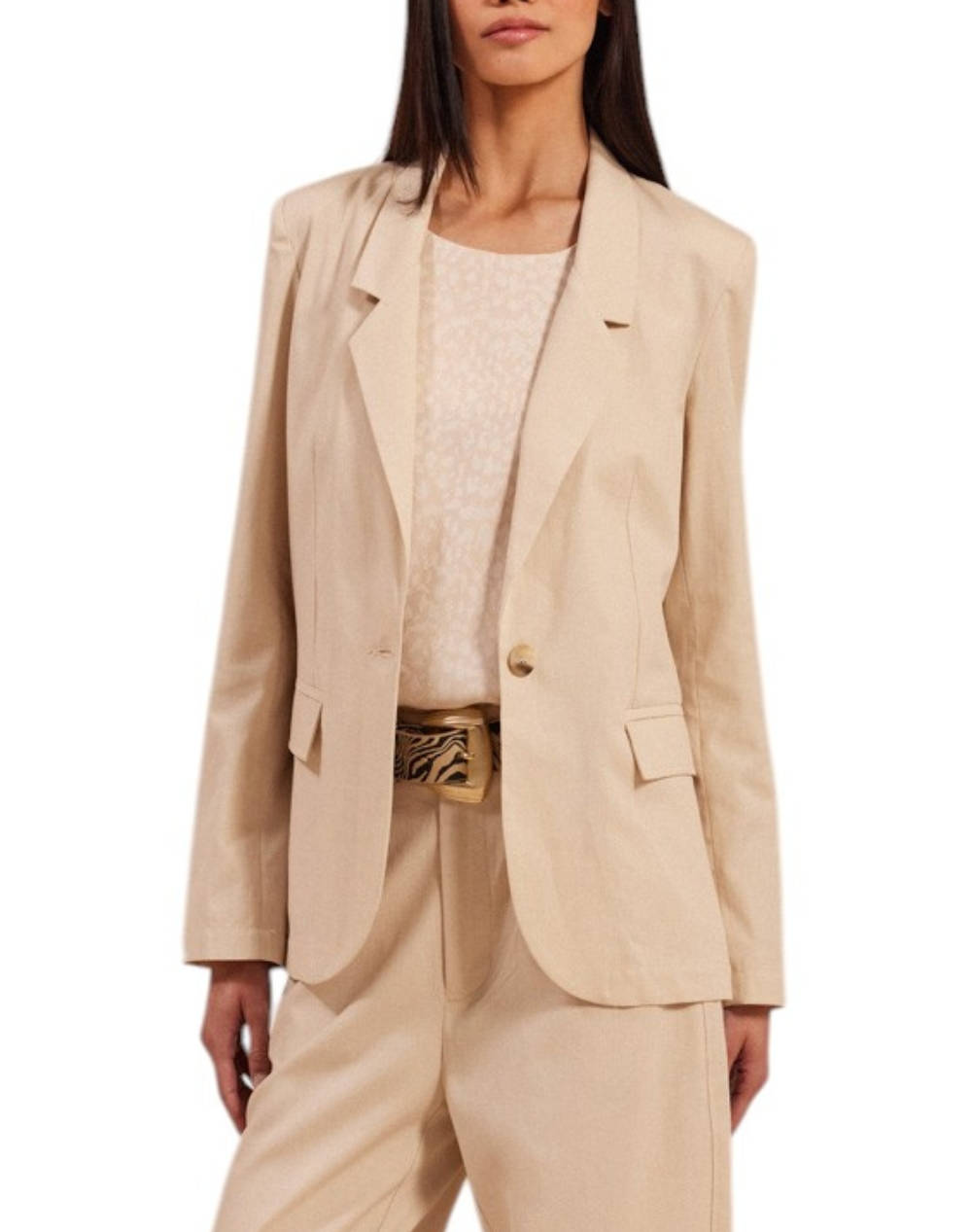 Namaste Jacket Women Clothes Outerwear Blazers Ecru Cotton,Synthetic Ss1925003 Natural Female Blazers