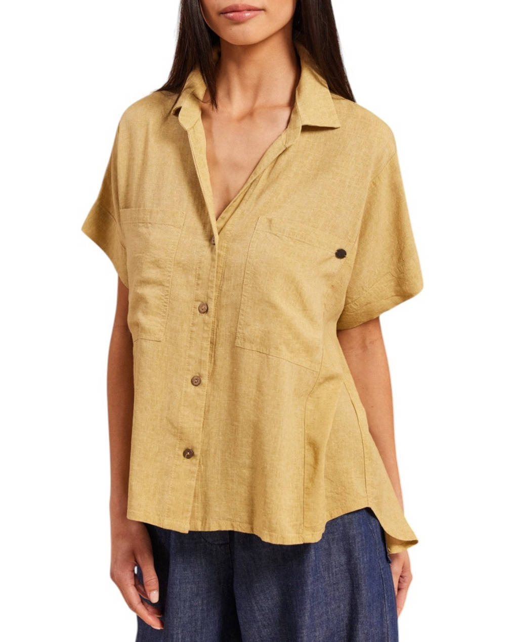 Namaste Shirt Women Clothes Shirts Yellow Viscose,Linen Ss0425029 Yellow Female Shirts