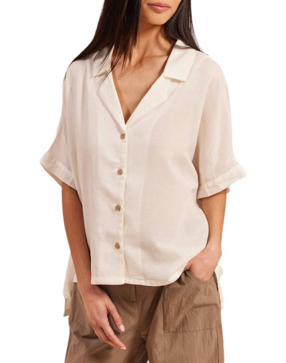 Namaste Shirt Women Clothes Shirts White Cotton Ss0425034 White Female Shirts