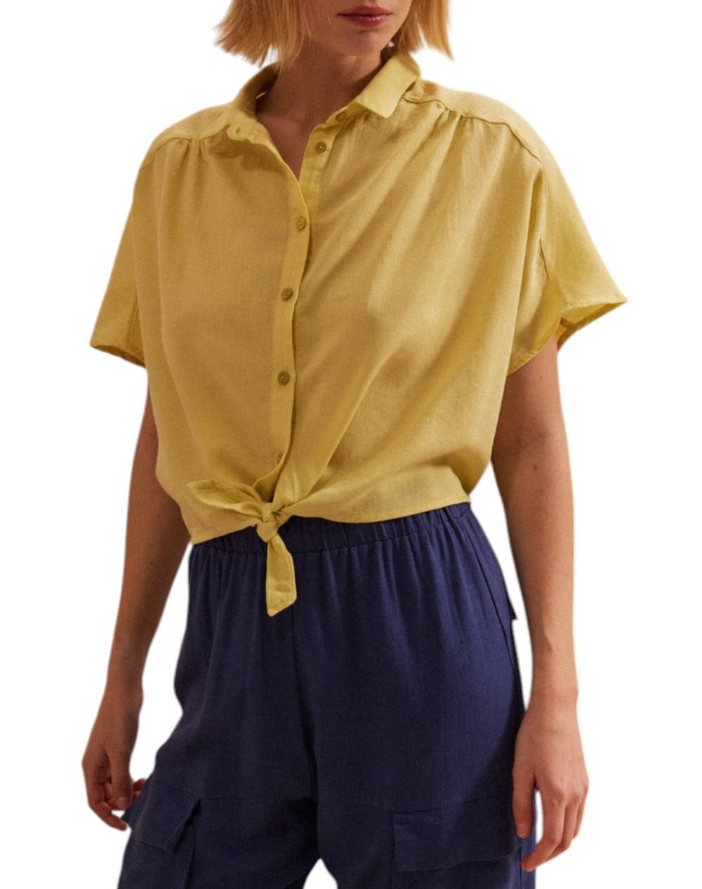 Namaste Shirt Women Clothes Shirts Lime Cotton Ss0425005 Citron Female Shirts