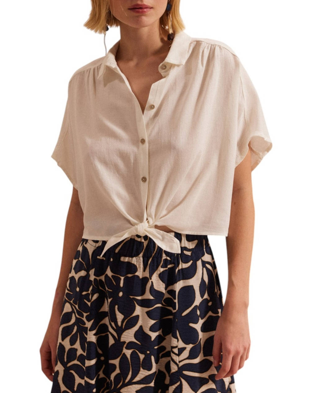 Namaste Shirt Women Clothes Shirts White Cotton Ss0425005 White Female Shirts