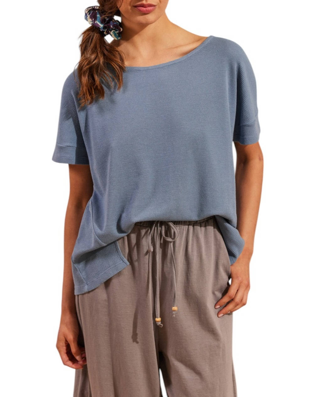 Namaste T Shirt Women Clothes Tops T Shirts Steelblue Cotton,Synthetic Ss0725038 Sky Female T-Shirts Blue