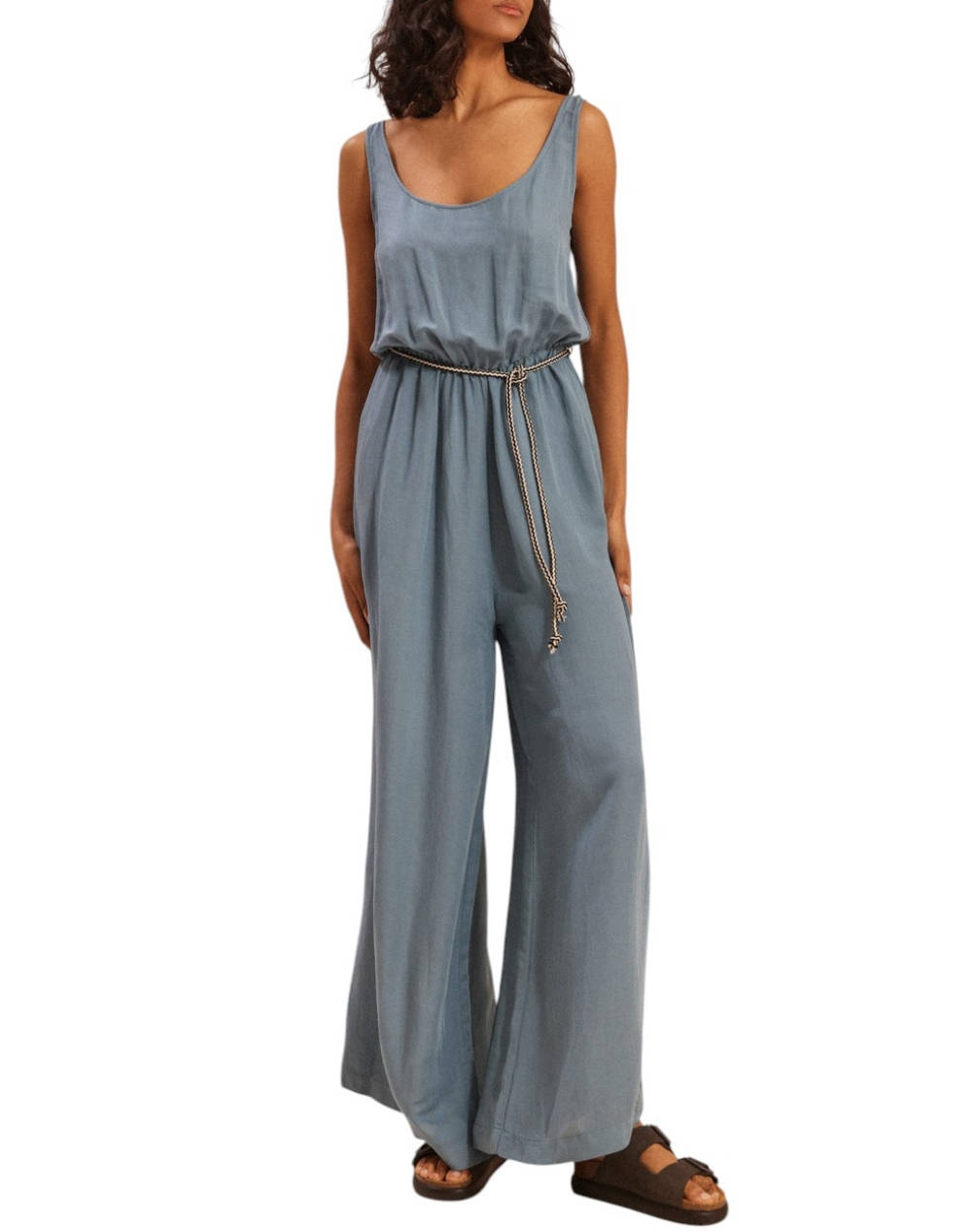 Namaste Jumpsuit Women Clothes Bodysuits Steelblue Linen,Synthetic Ss0625015 Sky Female Bodysuits Blue