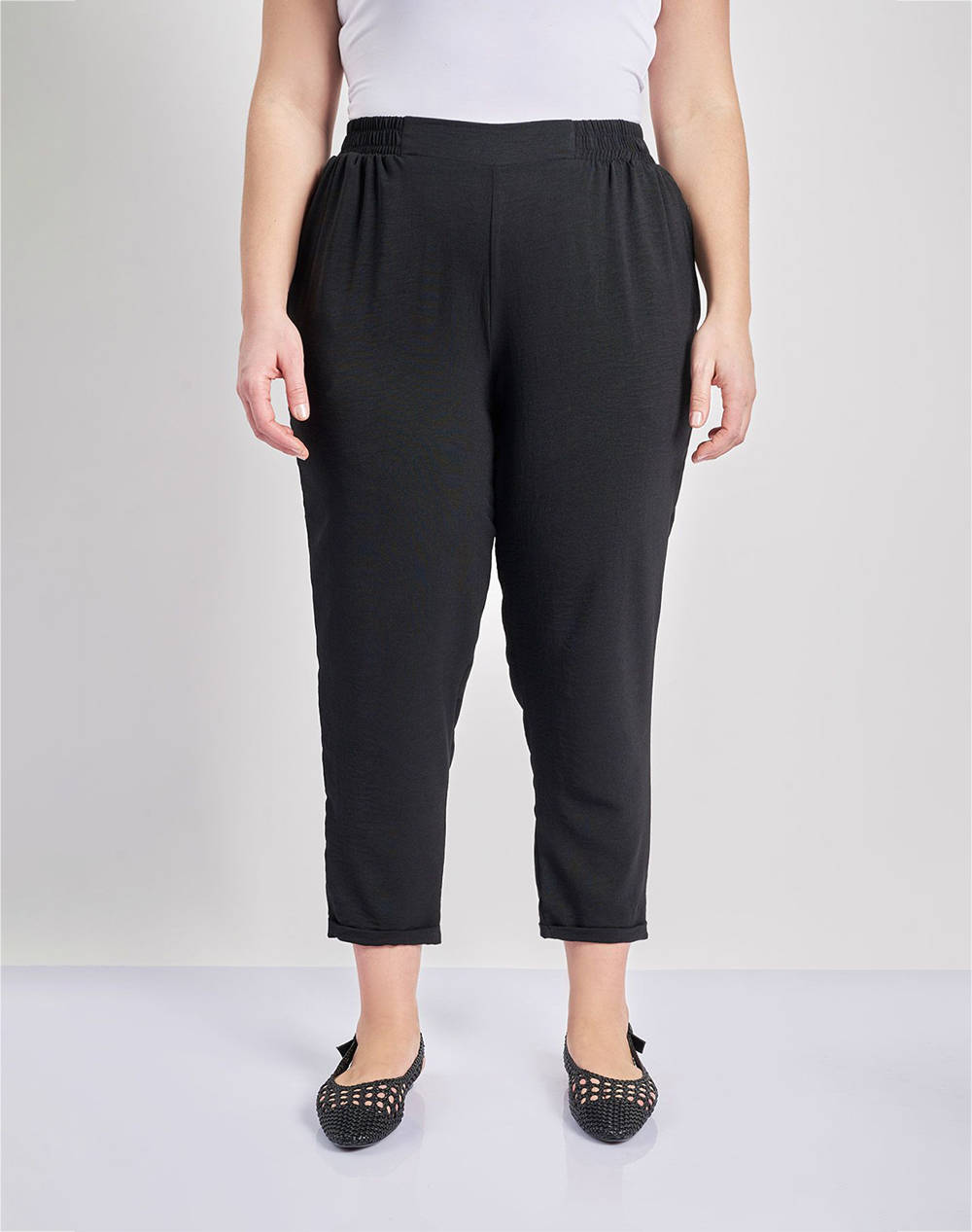 Parabita Washed Trousers With Lapels Women Clothes Trousers Chinos Black Synthetic 012510205583 002 Female Chinos Black