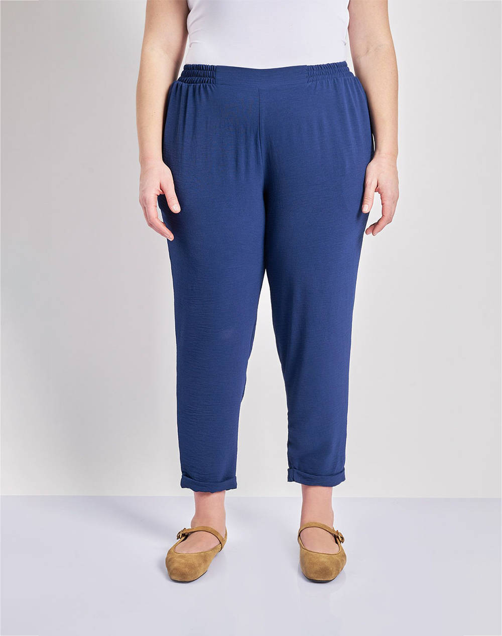 Parabita Washed Trousers With Lapels Women Clothes Trousers Chinos Navyblue Synthetic 012510205583 003 Female Chinos Blue
