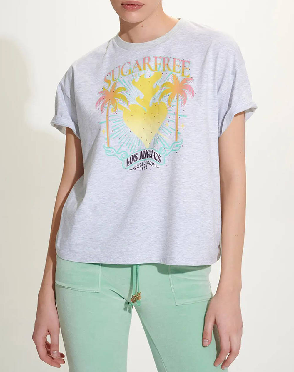 Sugarfree T Shirt Women Clothes Tops T Shirts Lightgray Cotton 25812041 210 Female T-Shirts