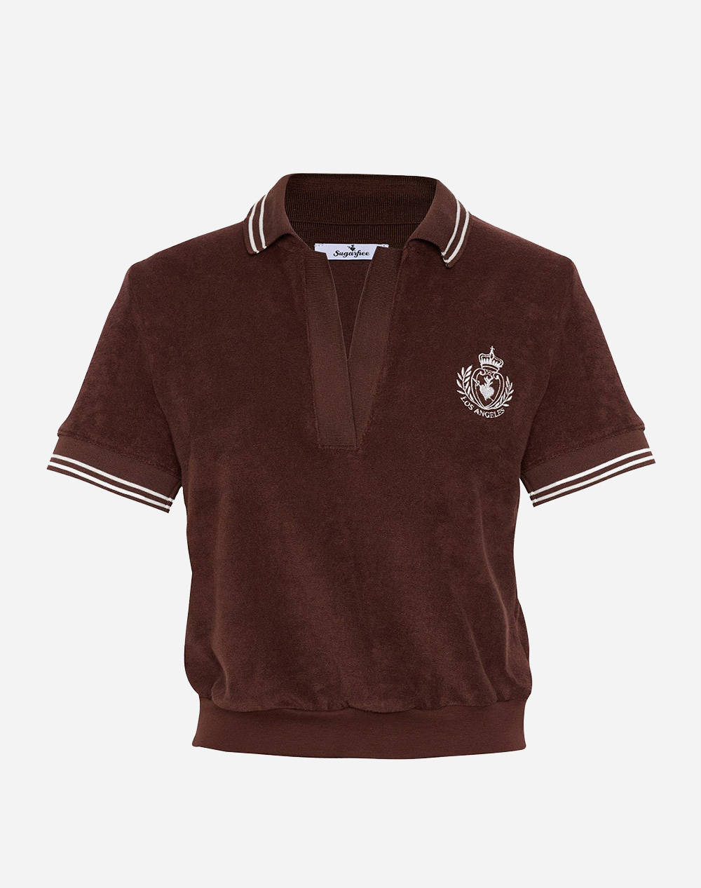 Sugarfree Top Women Clothes Tops Polo Darkbrown Elastic,Synthetic 25812101 332 Female Polo Brown