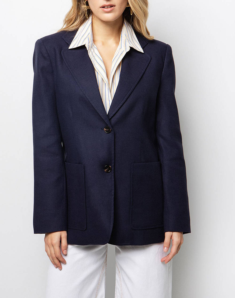 Toi&Moi Jacket Women Clothes Outerwear Blazers Navyblue Viscose,Linen 40 0775 125 350 Female Blazers Blue