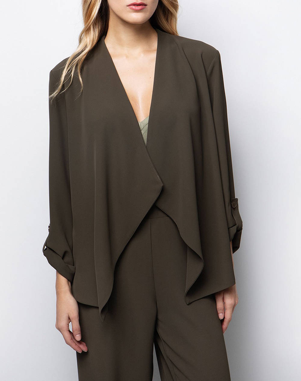 Toi&Moi Jacket Women Clothes Outerwear Blazers Khaki Elastic,Synthetic 40 0799 125 334 Female Blazers Khaki