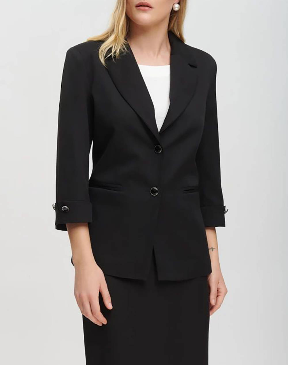 Fibes Jacket Women Clothes Outerwear Blazers Black Elastic,Synthetic 01 6000N Black Female Blazers Black