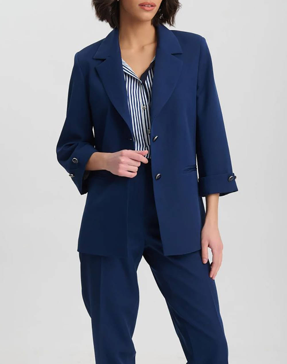 Fibes Jacket Women Clothes Outerwear Blazers Blue Elastic,Synthetic 01 6000N Blue Female Blazers Blue