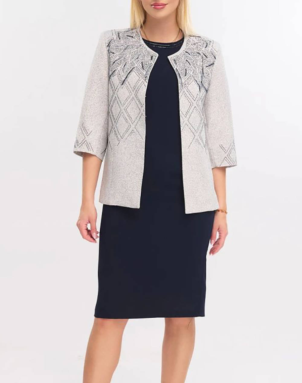 Veto Jacket Dress Set Women Clothes Dresses Darkblue Synthetic 02 2751 Blue Female Dresses Blue