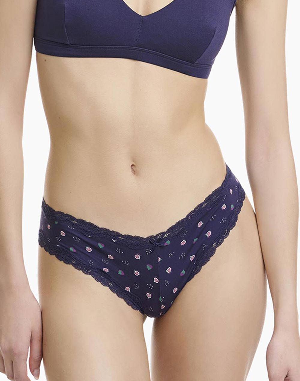 Walk Women''S Brazilian Lace/Bamboo With Figs Pattern 2Pcs Women Underwear Briefs Briefs Multi Elastic,Synthetic W2014 72 Multi Female Briefs