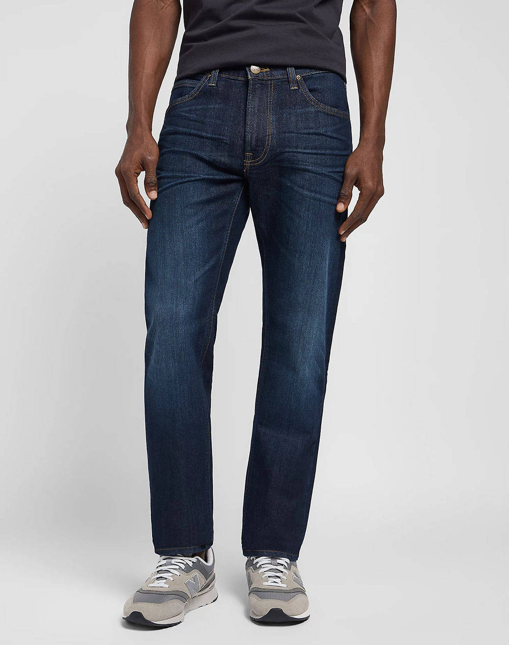 Lee Daren Zip Men Clothes Trousers Jeans Denimdarkblue Cotton,Synthetic L707Aadb Fly Strong Hand Male Jeans Blue