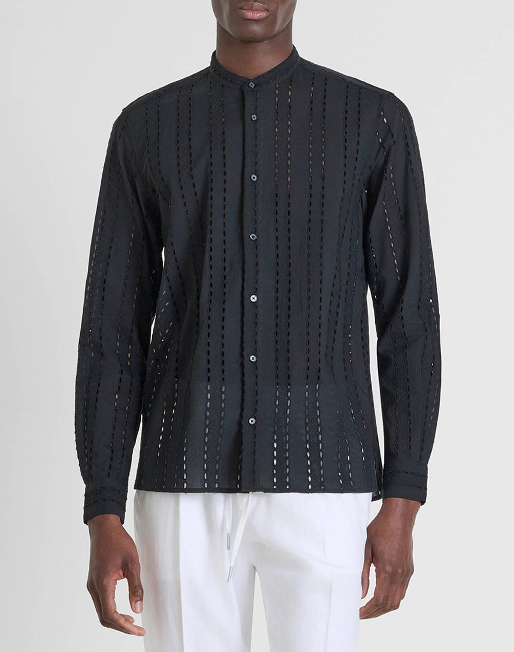 Antony Morato Mmsl00668Fa440063 Min Of 6 Shirt Madrid Regular Straigth Fit In Embroidered Popeline Cotton Fabric With Logoed Metal Badge Men''S Shirt