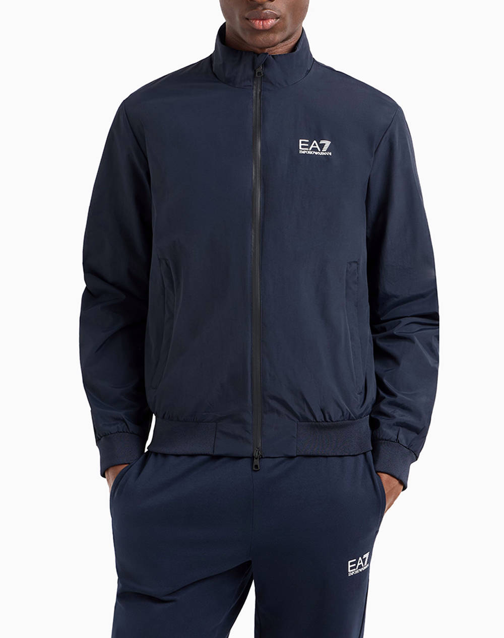 Ea7 Bomber Jacket Men Clothes Outerwear Jackets Navyblue Synthetic 7M000424Af13569 Ub102 Male Jackets Blue